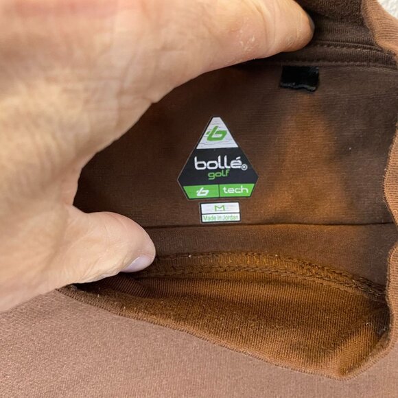 Bolle Golf Athletic T-Shirt Mens Medium Brown Long Sleeve Pullover Mock Neck - Picture 5 of 8